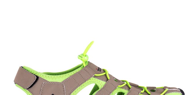 Hnedé outdoorové sandále so zelenými prvkami Izas