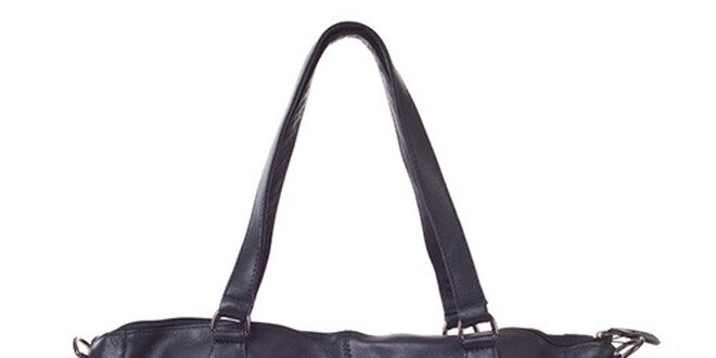 Dámska čierna kožená kabelka s popruhom Gianni Conti