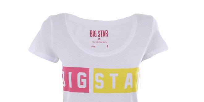 Dámske biele tričko s farebným nápisom Big Star