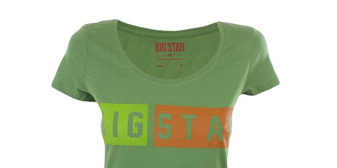 Dámske zelené tričko s farebným nápisom Big Star
