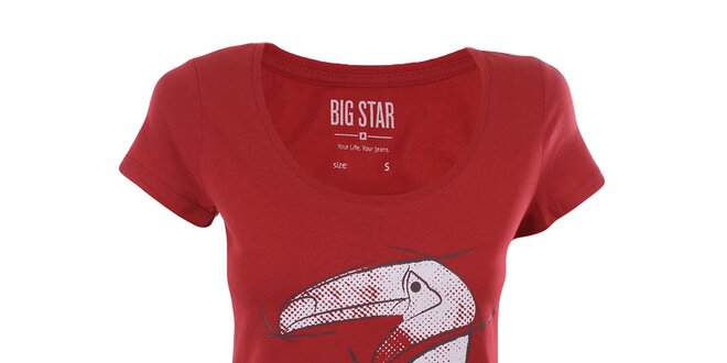 Dámske červené tričko s tukanom Big Star