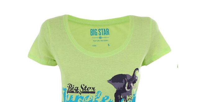 Dámske neónovo zelené tričko s potlačou Big Star