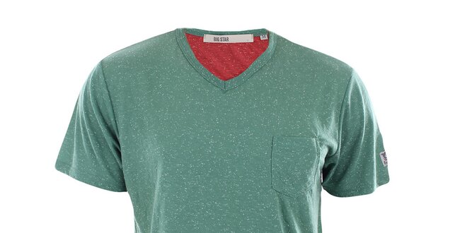 Pánske zelené tričko s vreckom Big Star