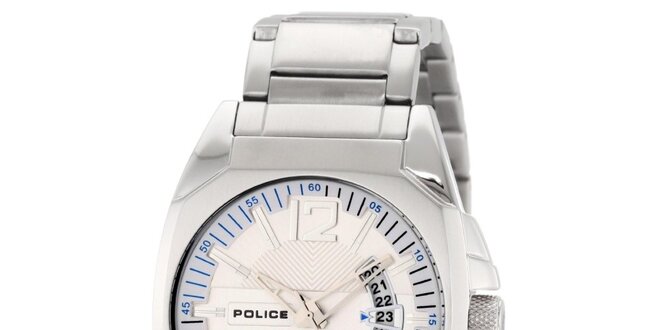 Pánske ocelové hodinky so smotanovým okrúhlym ciferníkom Police