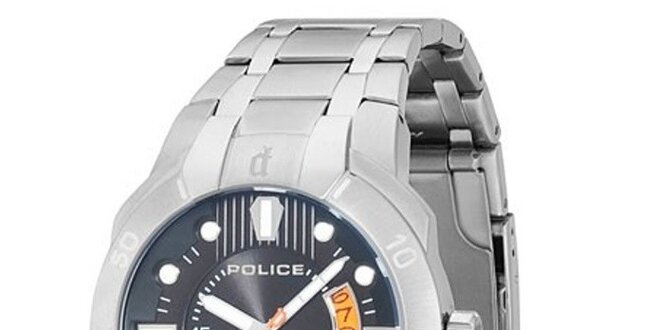 Pánske ocelové hodinky s modrým okrúhlym ciferníkom Police