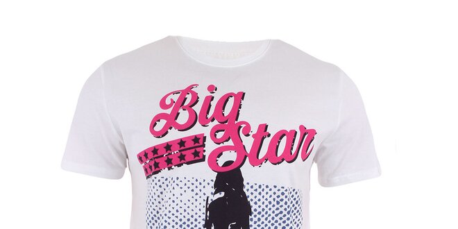 Pánske biele tričko s farebnou potlačou Big Star