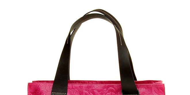 Dámska ružová kabelka Puntotres s plastickým vzorom