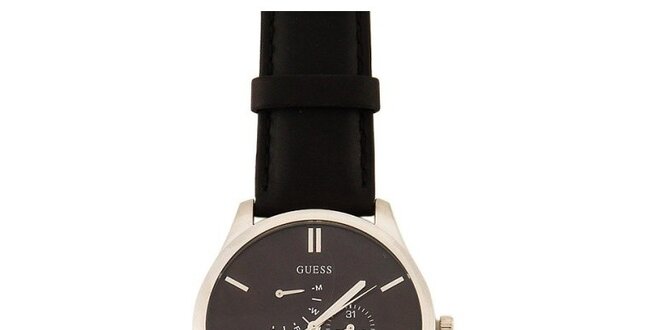 Pánske čierne minimalistické hodinky Guess