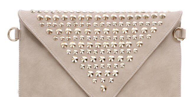 Dámska béžová listová kabelka s cvokmi London Fashion