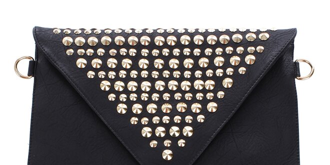 Dámska čierna listová kabelka s cvokmi London Fashion