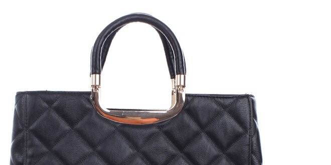 Dámska čierna reliéfna kabelka s odnímateľným popruhom London Fashion