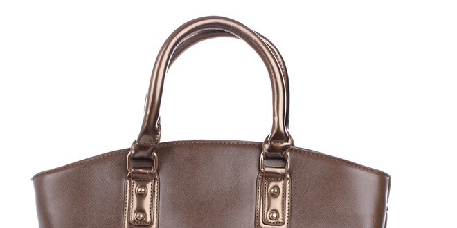 Dámska čokoládová kabelka s hnedým pruhom London Fashion