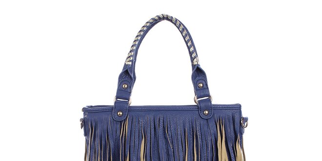 Dámska modrá kabelka so strapcami London Fashion