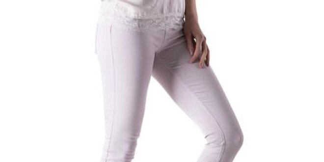 Dámske biele upnuté džínsové legíny Keysha