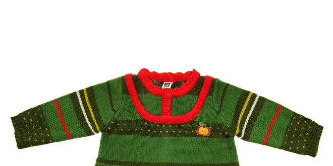 Detský zelený sveterík Tuc Tuc s farebnými prúžkami
