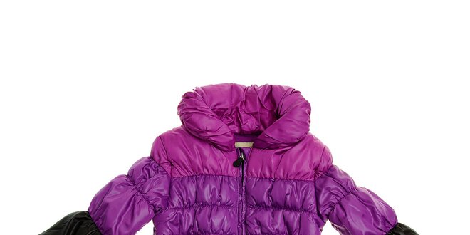 Detský fialovo-čierny zimný prešívaný kabátik Tuc Tuc