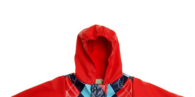 Detská červená károvaná pláštěnka Tuc Tuc s vnútorným fleecom
