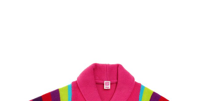 Detský ružový sveterík Tuc Tuc s farebnými prúžkami