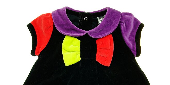 Detské čierne zamatové šatičky Tuc Tuc s farebnou mašľou