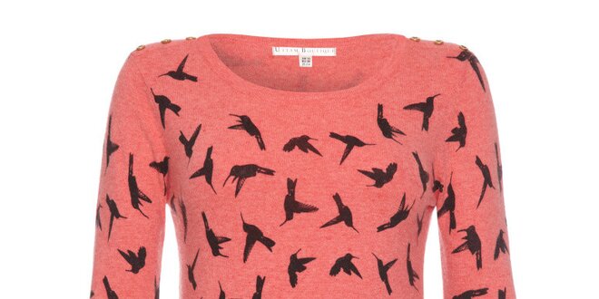 Dámsky korálový svetrík s vtáčikmi Uttam Boutique