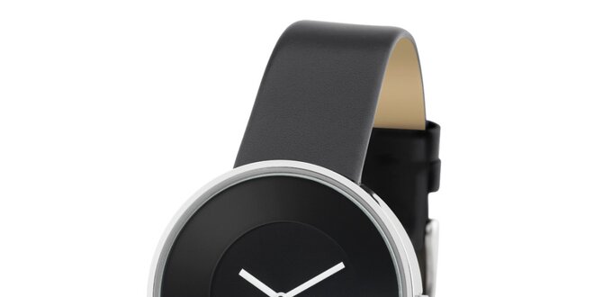 Čierne hodinky s koženým remienkom Lambretta