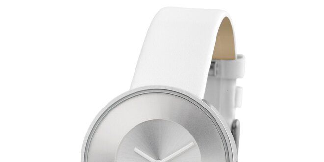 Biele retro hodinky s koženým remienkom Lambretta