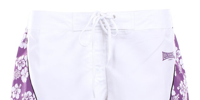Dámske biele šortky s fialovými stranami Lonsdale