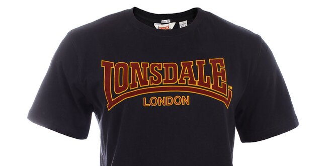 Pánske čierne bavlnené tričko s potlačou Lonsdale