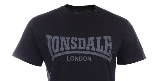 Pánske čierne tričko so šedou potlačou Lonsdale