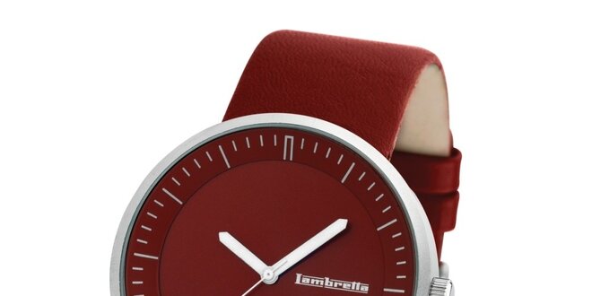 Červené hodinky s koženým remienkom Lambretta