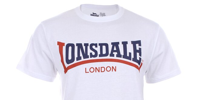 Pánske biele tričko s krátkym rukávom a dvojfarebnou potlačou Lonsdale