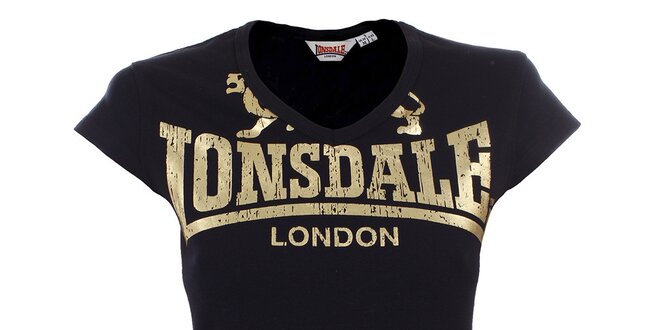 Dámske čierne tričko so zlatou potlačou Lonsdale