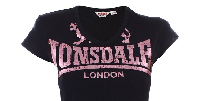 Dámske čierne tričko s ružovou potlačou Lonsdale