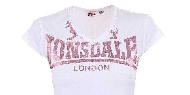 Dámske biele tričko s ružovou potlačou Lonsdale