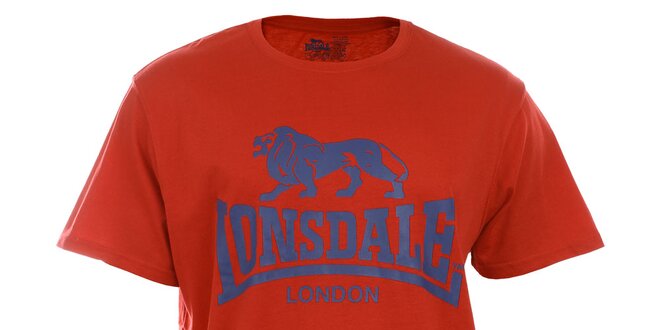 Pánske červené tričko s krátkym rukávom a modrou potlačou Lonsdale