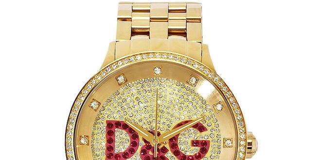 Dámske oceľové hodinky v zlatej farbe s kryštálmi Dolce & Gabbana