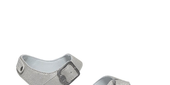 Dámske metalické biele sandálky Buggy