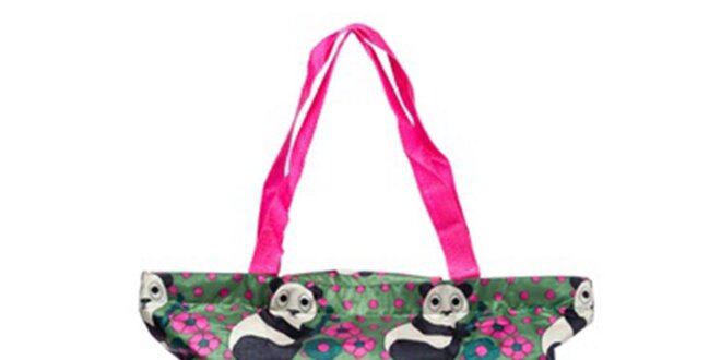 Dámska zeleno-ružová nákupná taška s medvedíkmi Rosalita McGee