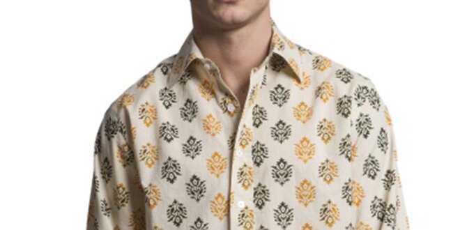 Pánska krémová košeľa so vzorom Yhoss