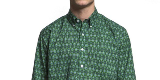 Pánska zelená vzorovaná košeľa Yhoss