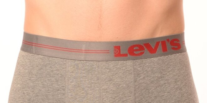 Pánske šedé boxerky s červeným nápisom Levi's