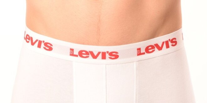 Pánske biele boxerky s červenými nápismi Levi's
