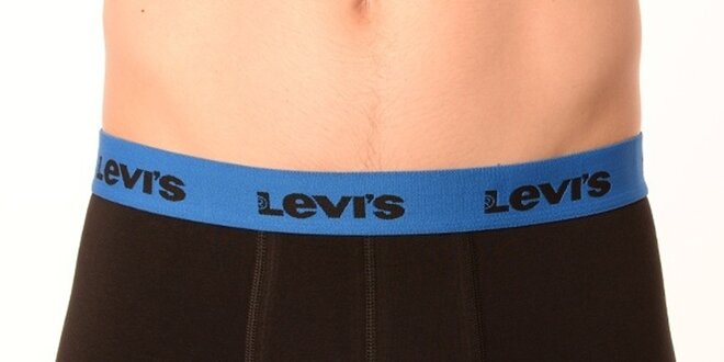 Pánske čierne boxerky s modrou gumou Levi's