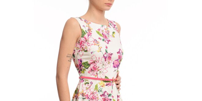 Dámske púzdrové šaty s kvetinovou potlačou Butik 7279