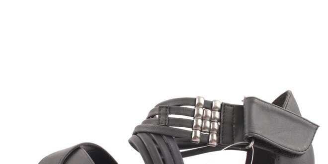Dámske šedo-čierne kožené sandále Bel canto