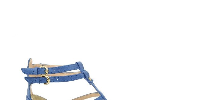 Dámske modré kožené gladiátorske sandálky Giorgio Picino