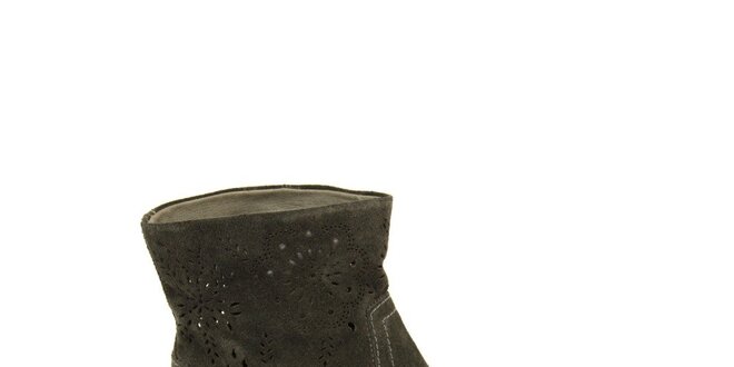 Dámske šedočierne členkové topánky s perforáciou Giorgio Picino