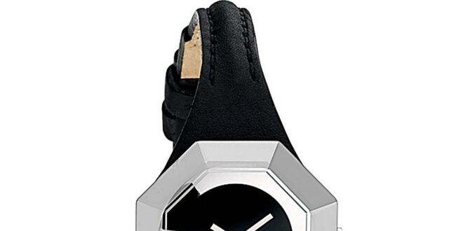Dámske oceľové hodinky Dolce & Gabbana s čiernym koženým remienkom