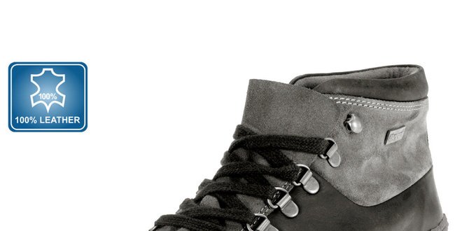 Pánske šedé kožené členkové topánky Beppi
