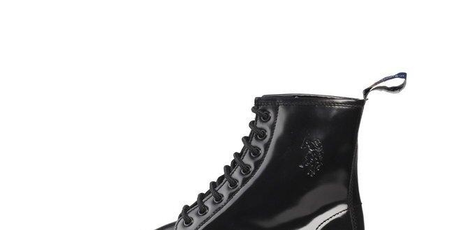 Pánske čierne lakované šnurovacie topánky U.S. Polo